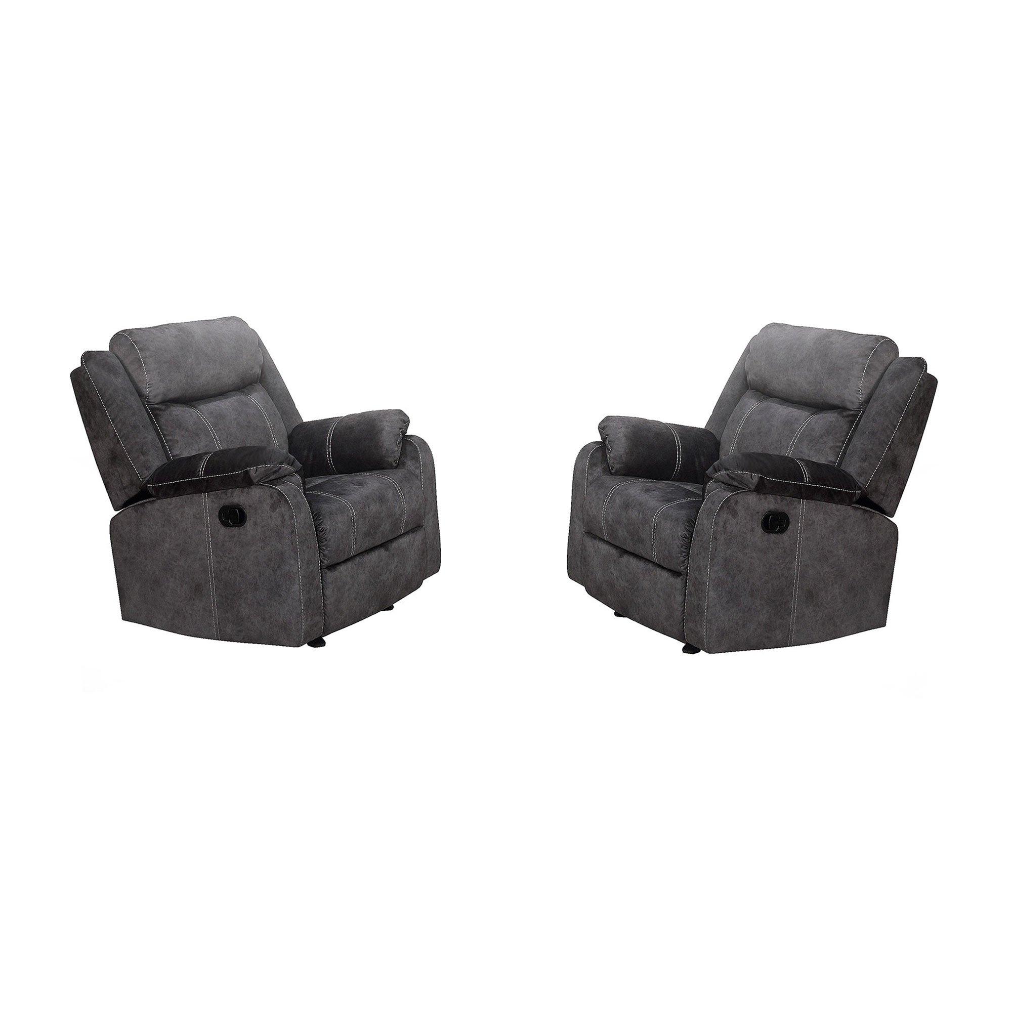 Rent to Own Global Furniture Set of 2 Domino Granite Glider Recliners
